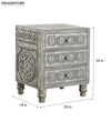 Rustic Grey Solid wood HandCarved Bedside Table for Bed - D'DASS Store