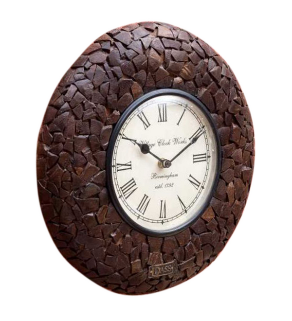 12" Decorative Ethnic Antique Wooden Wall Clock for Home | Retirement Gift - D'DASS Store