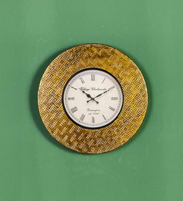 12" Decorative Ethnic Antique Brass Wall Clock for Home | Anniversary Gift