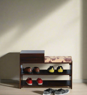 Heritage EntryLine Sheesham Wood Shoe Rack In Scratch Resistant Walnut Finish