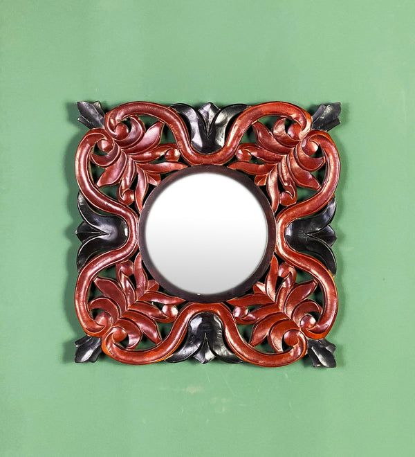 16 Inch Multicolour Handpainted MDF Decorative Wall Mirror