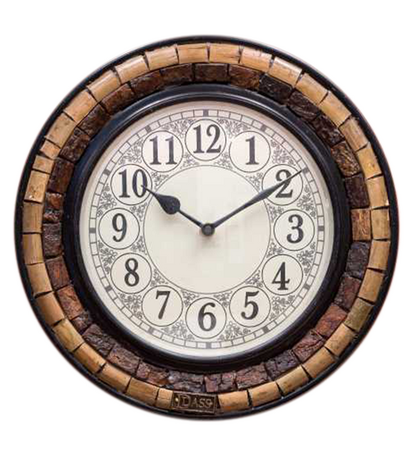 12" Decorative Ethnic Antique Wooden Wall Clock for Home | Ganesh Chaturthi Gift - D'DASS Store