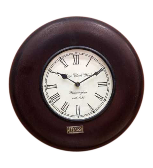 12" Decorative Ethnic Antique Wooden Wall Clock for Home | Ganesh Chaturthi Gift - D'DASS Store