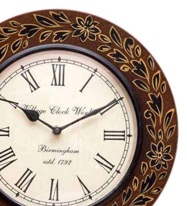 12" Decorative Handpainted Antique Wooden Wall Clock for Home | Office Inauguration Gift - D'DASS Store