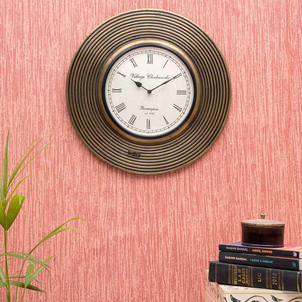 18" Decorative Ethnic Antique Brass Wall Clock for Home