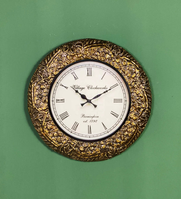 18" Decorative Ethnic Antique Wooden Wall Clock for Home | Diwali Gift