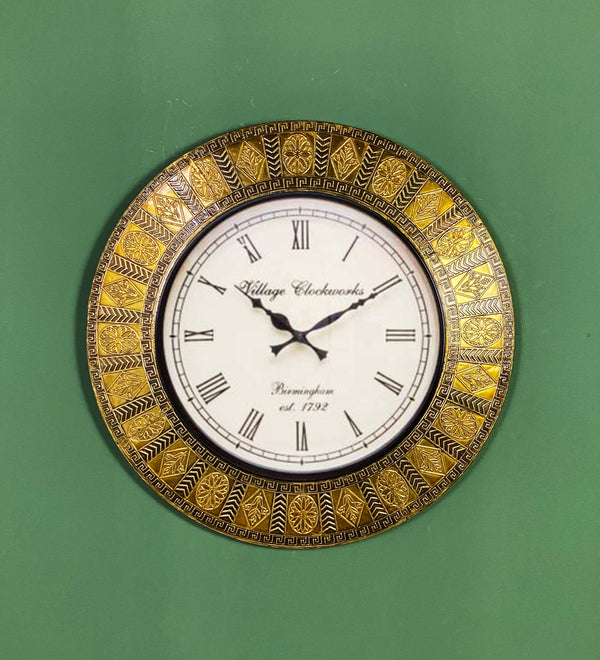 18" Decorative Ethnic Antique Wooden Wall Clock for Home | Diwali Gift