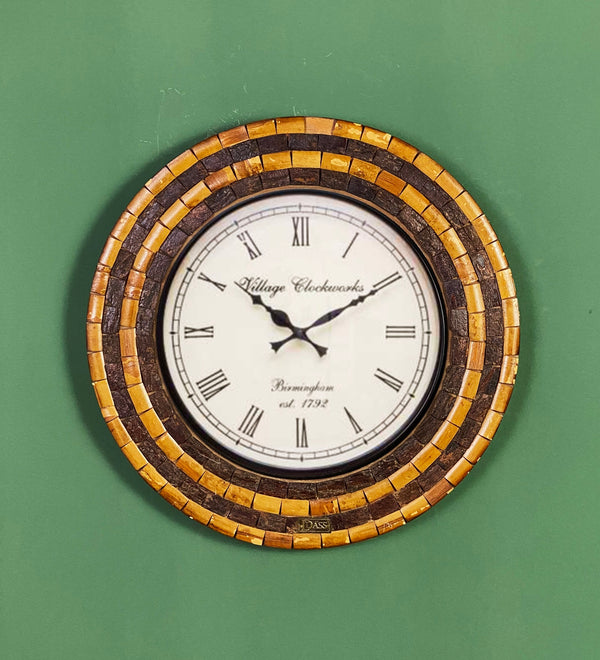 18" Decorative Ethnic Antique Wooden Wall Clock for Home | Diwali Gift