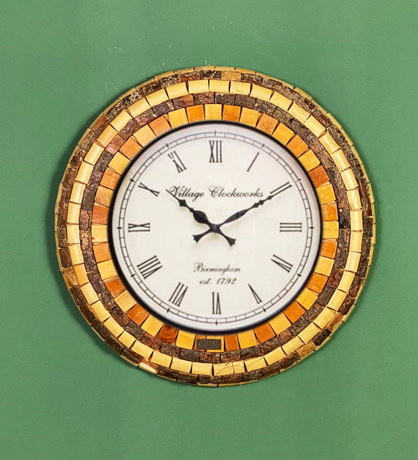 18" Decorative Ethnic Antique Wooden Wall Clock for Home