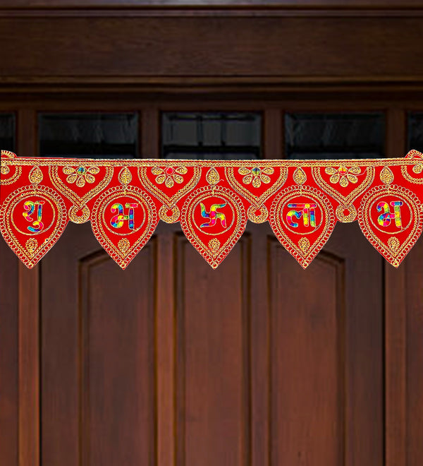 18" Handmade Bandarwal Torans for Entrance Door | Temple Decoration Items | Mandir Bandhanwar for Home|puja Room Decoration Items for Home | Diwali Decoration Item Door Hanging Toranam for Pooja Room