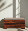 AmberWood Rest Sheesham Wood Shoe Rack In Scratch Resistant Honey Oak Finish With Beige Cushion - D'DASS Store