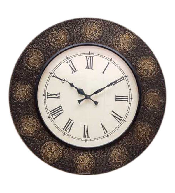 18" Decorative Ethnic Antique Brass Wall Clock for Home | Anniversary gift - D'DASS Store