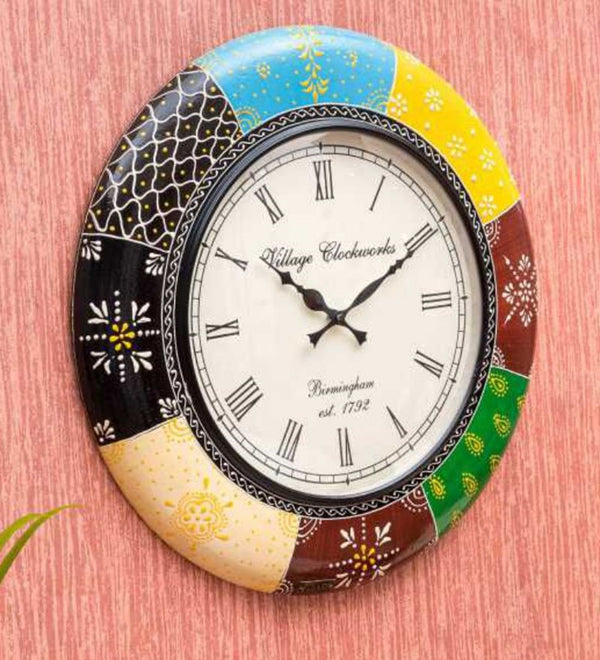 18" Decorative Ethnic Antique Wooden Wall Clock for Home | Office ceremony gift - D'DASS Store