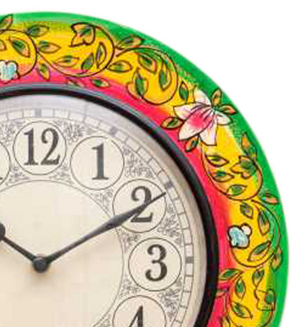 12" Decorative Ethnic Hand painted Wooden Wall Clock for Home | House Warming Gift - D'DASS Store
