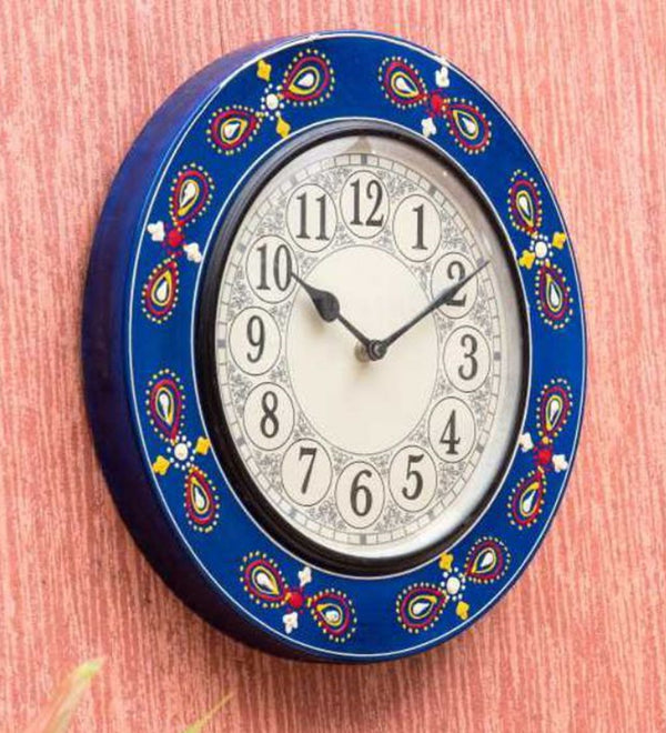 12" Decorative Ethnic Floral Painted Wall Clock for Home | House Warming Gift - D'DASS Store