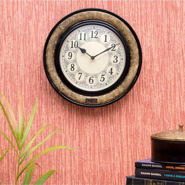 12" HandCrafted Brass Wooden Wall Clock for Home - D'DASS Store