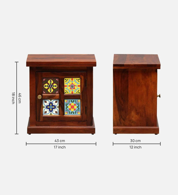 Teak Forge Wood Bedside Table