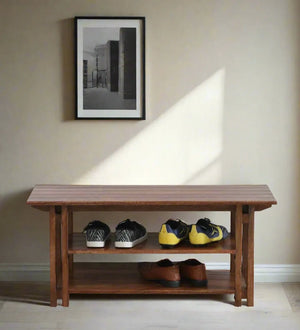 UrbanTuck Series Shoe Bench In Scratch Resistant Rustic Teak Finish