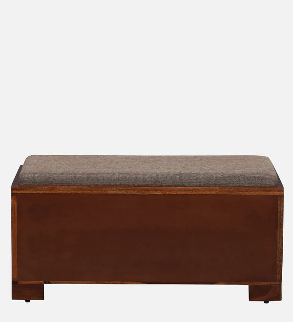AmberWood Rest Sheesham Wood Shoe Rack In Scratch Resistant Honey Oak Finish With Beige Cushion - D'DASS Store