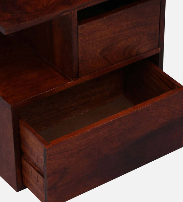 Rustic Edge  Solid Wood Bedside Table In Honey Oak Finish With Drawers - D'DASS Store