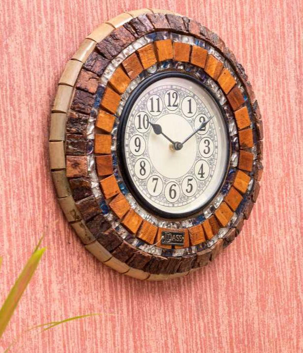 12" Coconut Craft Antique Wooden Wall Clock for Home - D'DASS Store