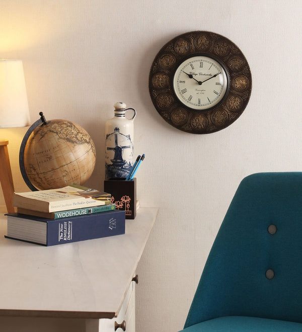 12" Zodiac Ethnic Antique Brass Wall Clock for Home - D'DASS Store