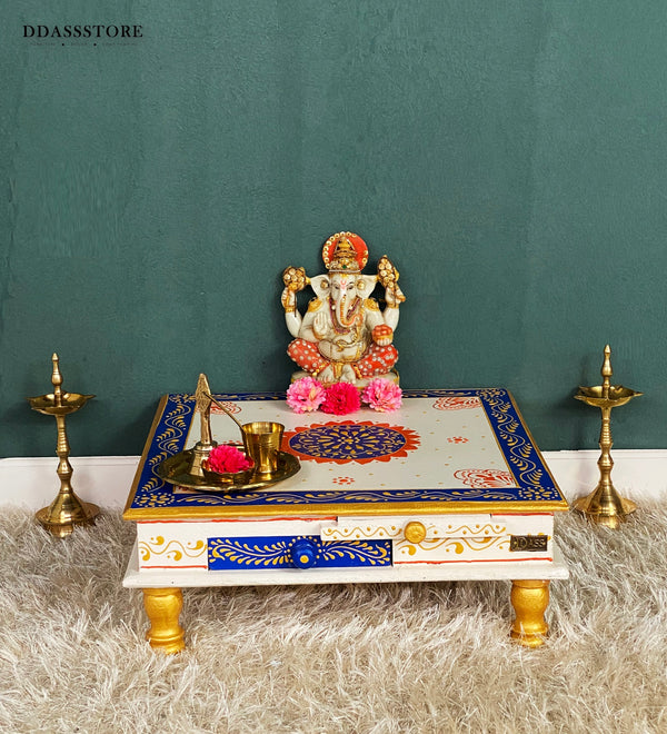Pooja Chowki & Bajot For Home & Office | DDASSBJT131_WB - D'DASS Store