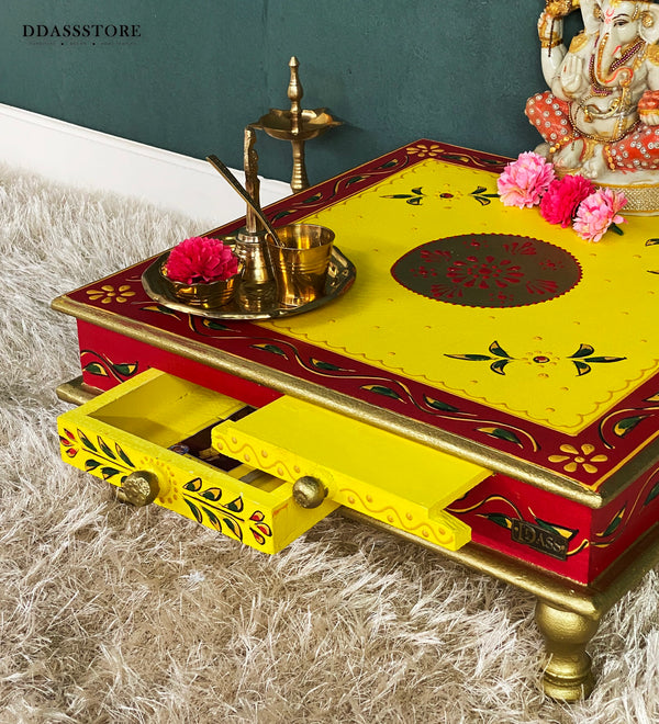 Pooja Chowki & Bajot For Home & Office | DDASSBJT131_YG - D'DASS Store