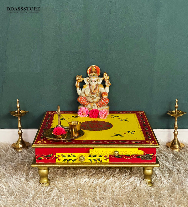 Pooja Chowki & Bajot For Home & Office | DDASSBJT131_YG - D'DASS Store