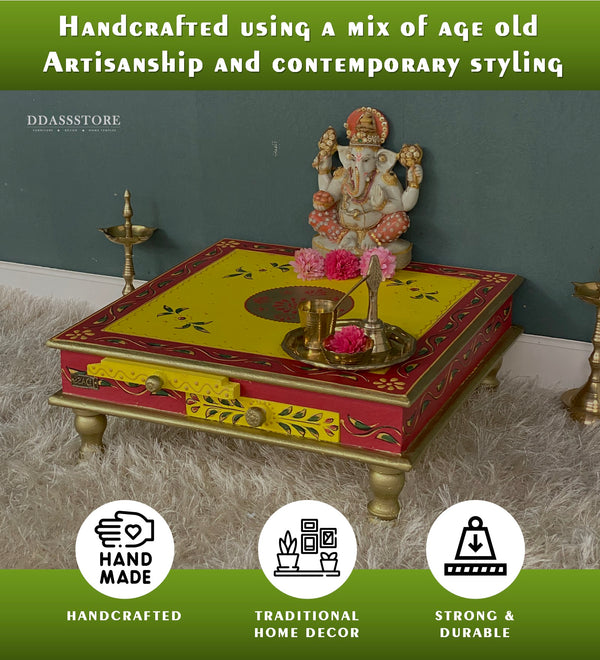 Pooja Chowki & Bajot For Home & Office | DDASSBJT131_YG - D'DASS Store