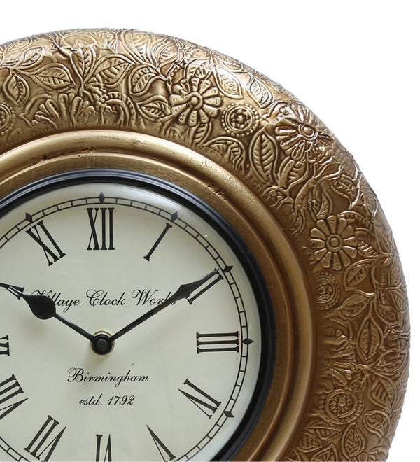 12" Antique Brass Wall Clock for Home | House Warming Gift - D'DASS Store