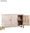 Rustic White Solid wood HandCarved Console & Side Table - D'DASS Store