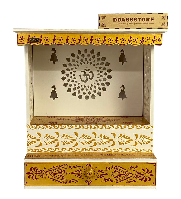 RED Gold Hand Painted Wooden LED Pooja Mandir - D'DASS Store