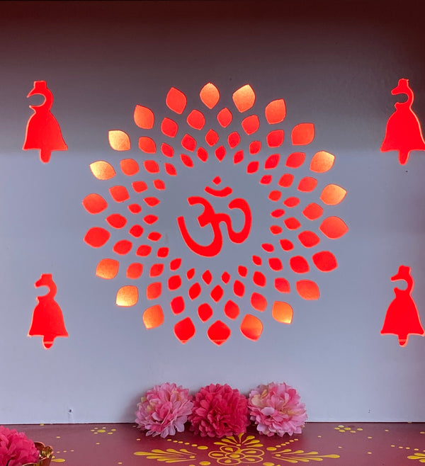 RED Hand Painted Wooden LED Pooja Mandir - D'DASS Store