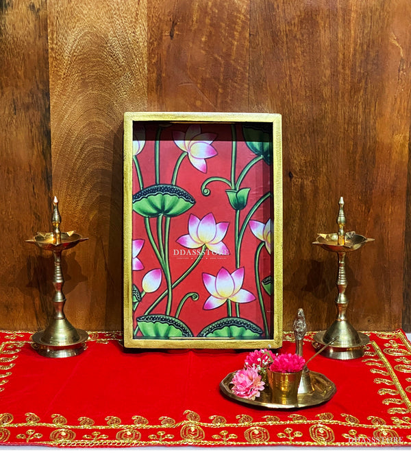 Lotus Wooden Pooja Tray & Thali for Home Temple - D'DASS Store
