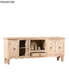 Distressed Rustic Solid wood HandCarved TV cabinet with Storage - D'DASS Store