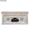 Distressed White Solid wood HandCarved TV cabinet with Storage for Living Room - D'DASS Store
