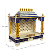 White Blue Hand Painted Big Wooden LED Pooja Mandir - D'DASS Store