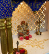 White Blue Hand Painted Big Wooden LED Pooja Mandir - D'DASS Store