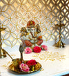 White Red Hand Painted Big Wooden LED Pooja Mandir - D'DASS Store