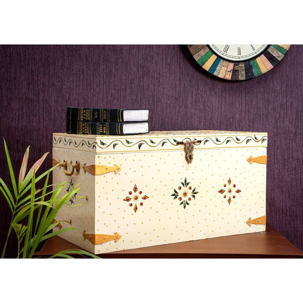Ethnic Style Decorative Distressed Wooden Trunk & Storage Box