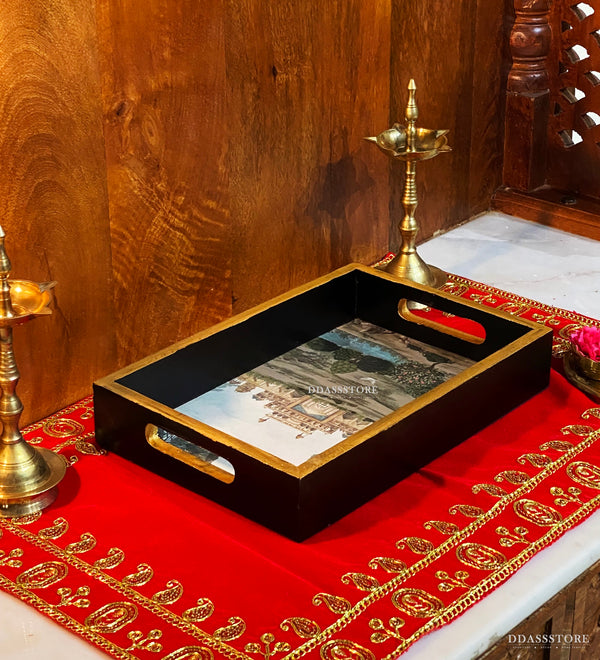 Fort Wooden Pooja Tray & Thali for Home Temple