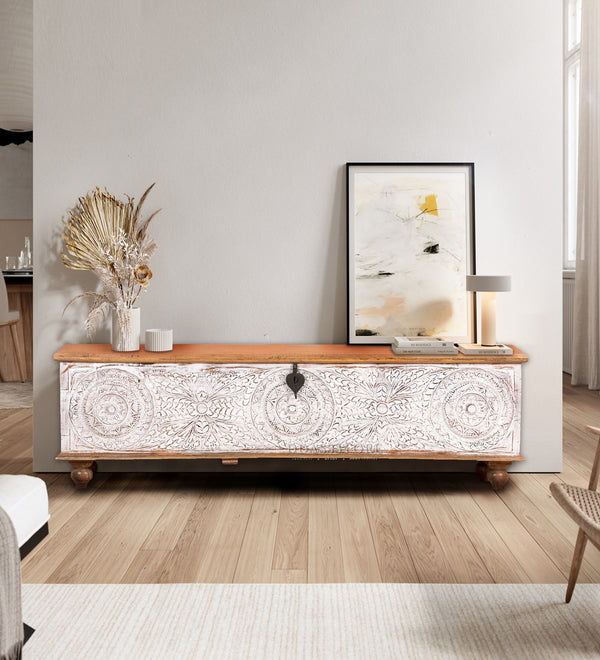 HandCarved Decorative Wooden Trunk & Storage Box