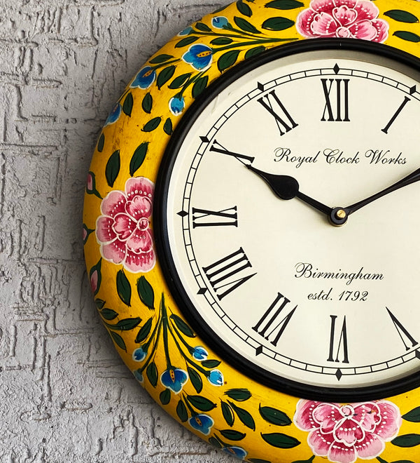 12" Decorative Ethnic Antique Handpainted Wall Clock for Home | House Warming Gift - D'DASS Store