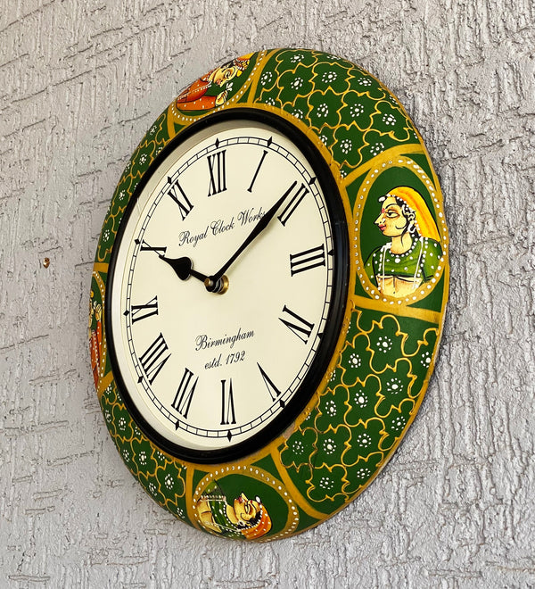 12" Decorative Ethnic Antique Handpainted Wall Clock for Home | House Warming Gift - D'DASS Store