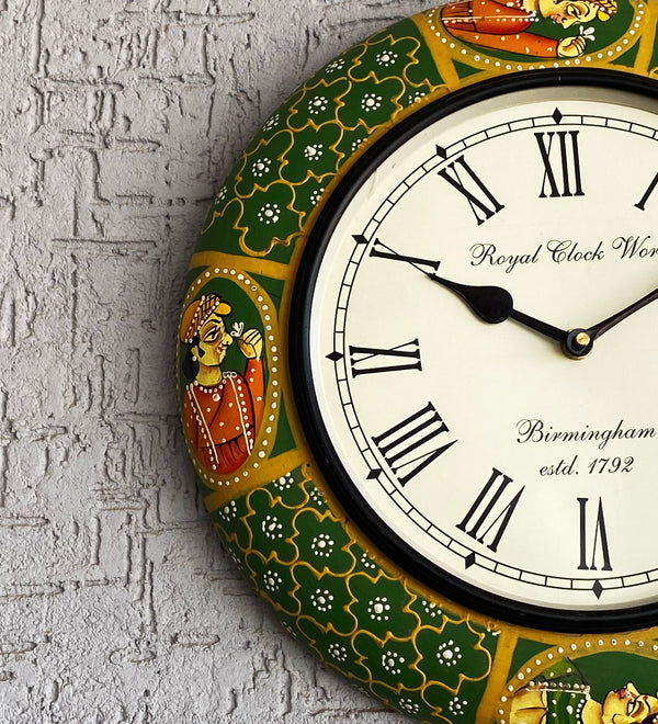 12" Decorative Ethnic Antique Handpainted Wall Clock for Home | House Warming Gift - D'DASS Store