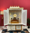Wooden Home Temple & Puja Mandap with Cabinet Storage | DDASSWT3618_RGD - D'DASS Store
