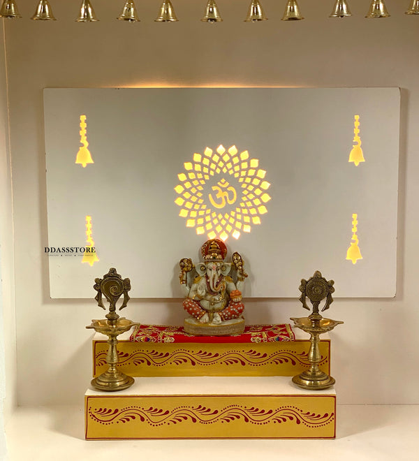 Wooden Home Temple & Puja Mandap with Cabinet Storage | DDASSWT3618_RGD - D'DASS Store