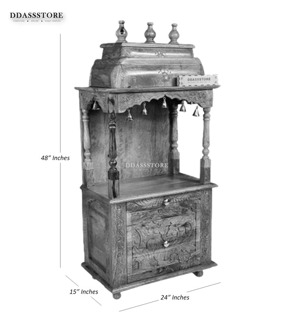 Ganesh chaturthi utsav -48" South Indian Style Saagwan Sheesham Wood Pooja Mandap | DDASSMANDAP149 - D'DASS Store
