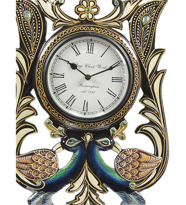 18" Decorative Ethnic Peacock Painted Wall Clock for Home | House Warming Gift - D'DASS Store